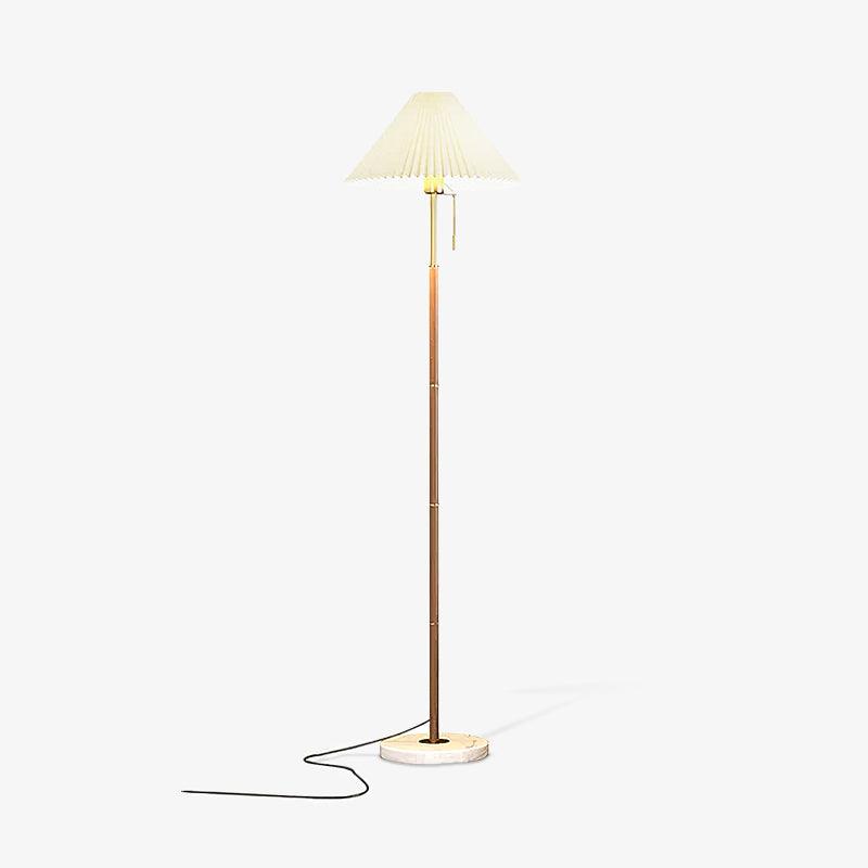 Vintage Pleated Floor Lamp with Marble Base Retro Accent Lighting for Living Room