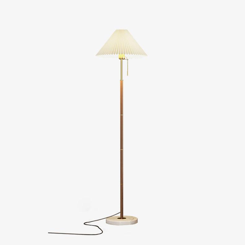 Vintage Pleated Floor Lamp with Marble Base Retro Accent Lighting for Living Room