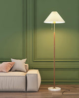 Vintage Pleated Floor Lamp with Marble Base Retro Accent Lighting for Living Room