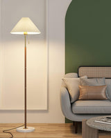 Vintage Pleated Floor Lamp with Marble Base Retro Accent Lighting for Living Room