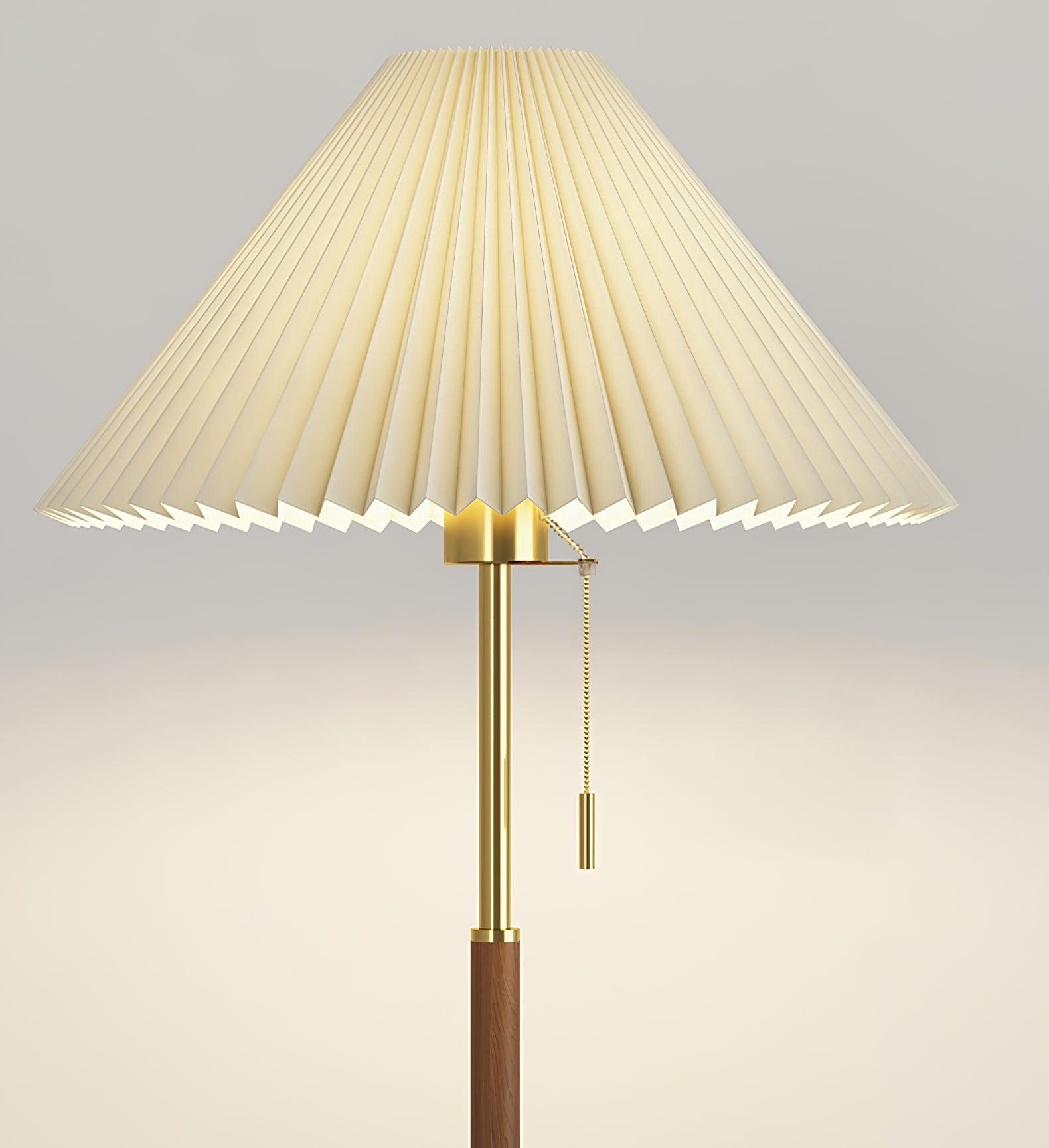 Vintage Pleated Floor Lamp with Marble Base Retro Accent Lighting for Living Room