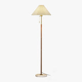 Vintage Pleated Floor Lamp with Marble Base Retro Accent Lighting for Living Room