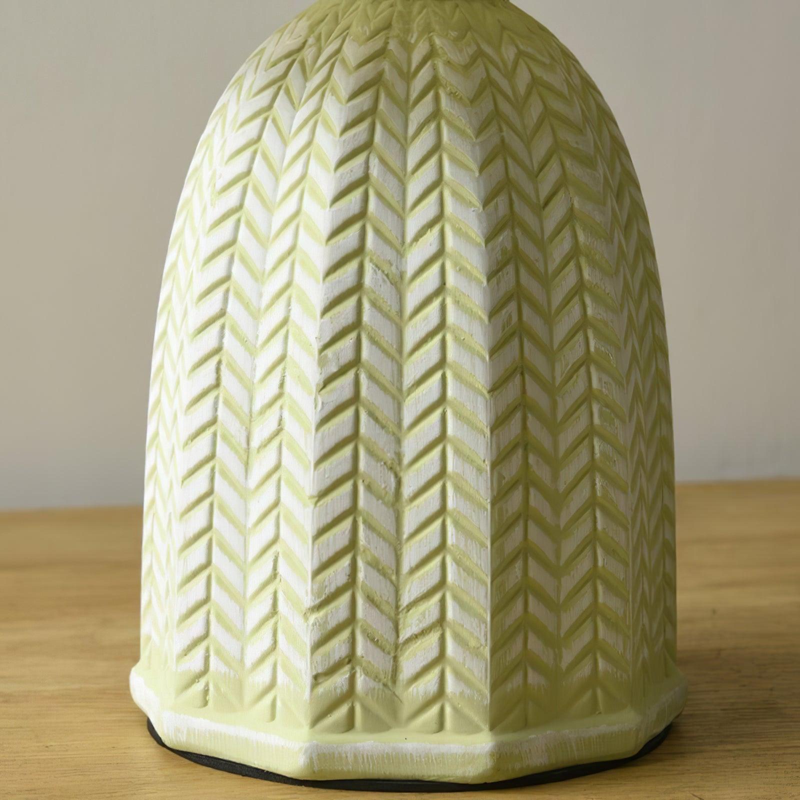 Mid Century Modern Pleated Ceramic Table Lamp with Fabric Shade for Bedroom Decor