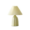Mid Century Modern Pleated Ceramic Table Lamp with Fabric Shade for Bedroom Decor