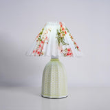 Mid Century Modern Pleated Ceramic Table Lamp with Fabric Shade for Bedroom Decor