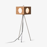 Industrial Vintage Camera Style Tripod Floor Lamp in Cherry Wood Finish