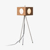 Industrial Vintage Camera Style Tripod Floor Lamp in Cherry Wood Finish