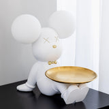 Violent Bear Decorative Resin Table Lamp with Storage Tray for Modern Bedside and Office Desks