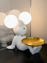 Violent Bear Decorative Resin Table Lamp with Storage Tray for Modern Bedside and Office Desks