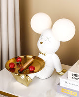 Violent Bear Decorative Resin Table Lamp with Storage Tray for Modern Bedside and Office Desks