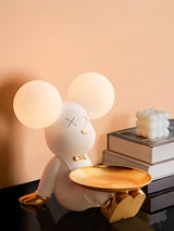 Violent Bear Decorative Resin Table Lamp with Storage Tray for Modern Bedside and Office Desks