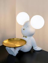 Violent Bear Decorative Resin Table Lamp with Storage Tray for Modern Bedside and Office Desks