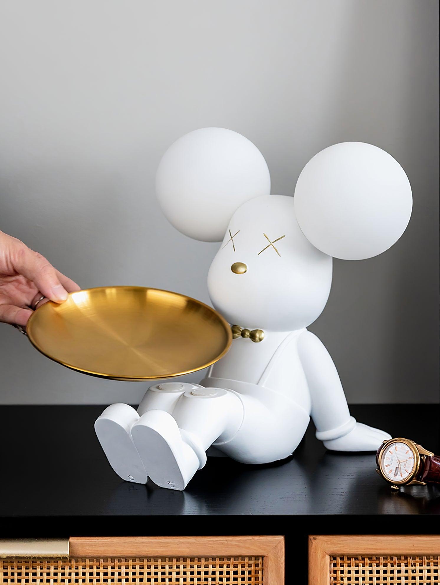 Violent Bear Decorative Resin Table Lamp with Storage Tray for Modern Bedside and Office Desks