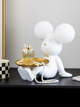 Violent Bear Decorative Resin Table Lamp with Storage Tray for Modern Bedside and Office Desks