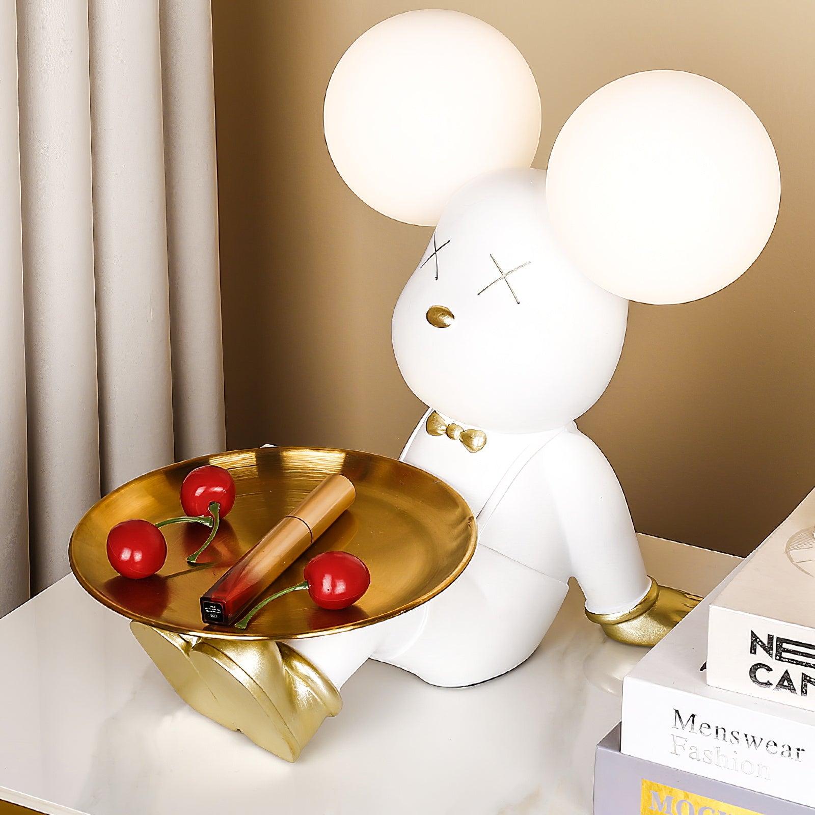 Violent Bear Decorative Resin Table Lamp with Storage Tray for Modern Bedside and Office Desks