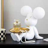 Violent Bear Decorative Resin Table Lamp with Storage Tray for Modern Bedside and Office Desks