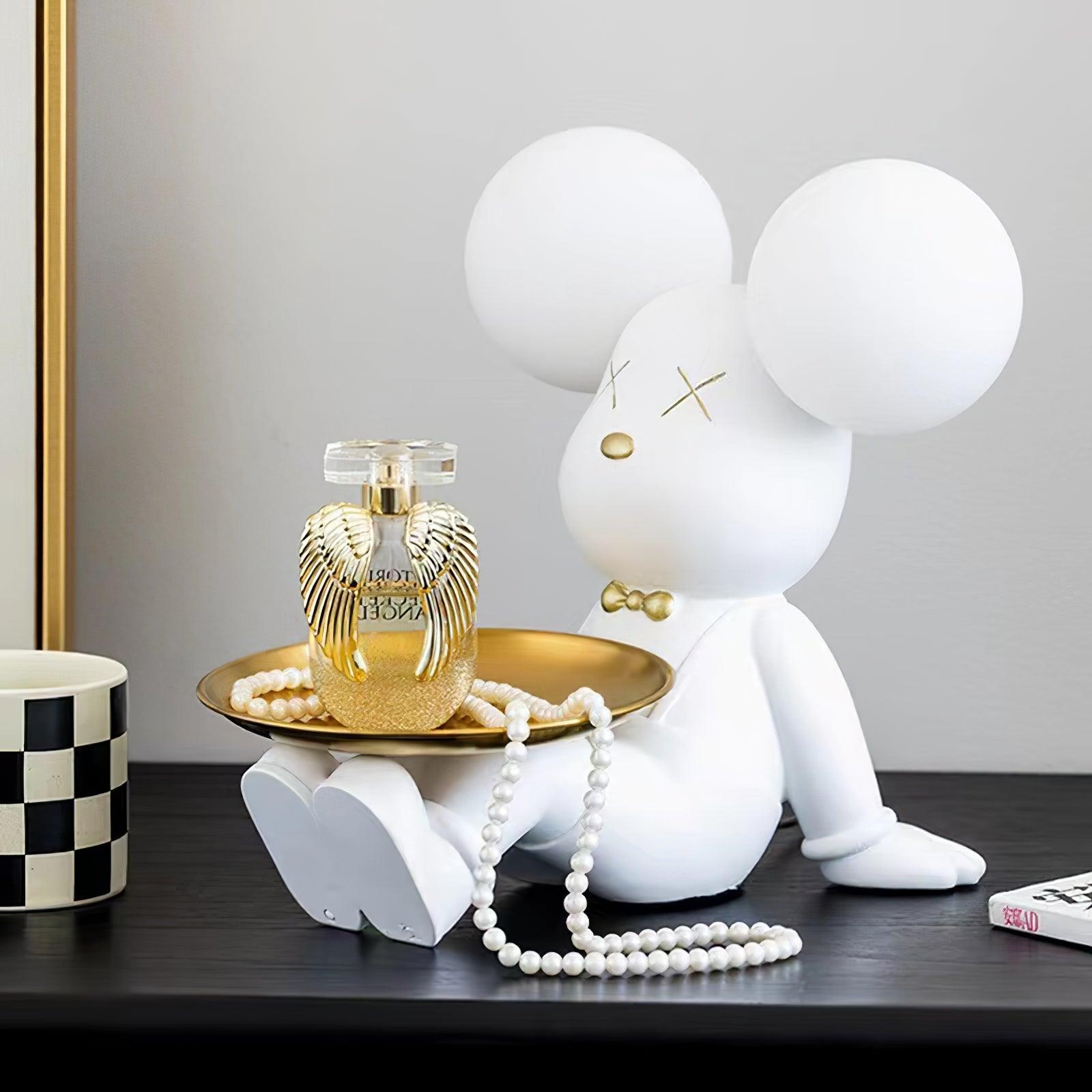 Violent Bear Decorative Resin Table Lamp with Storage Tray for Modern Bedside and Office Desks