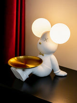 Violent Bear Decorative Resin Table Lamp with Storage Tray for Modern Bedside and Office Desks