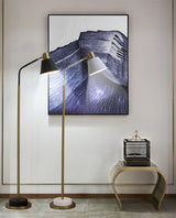 Modern Torchiere Standing Floor Lamp with Metal Frame and Elegant Gold Accents