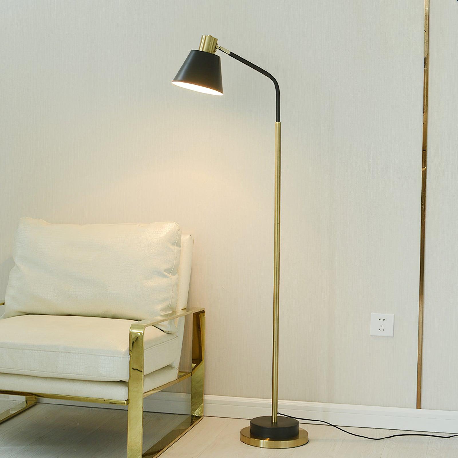 Modern Torchiere Standing Floor Lamp with Metal Frame and Elegant Gold Accents