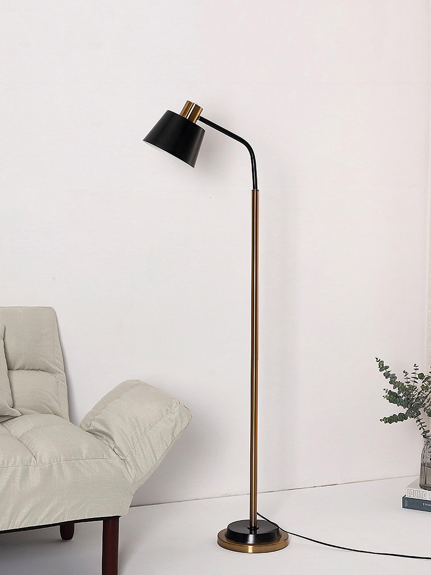 Modern Torchiere Standing Floor Lamp with Metal Frame and Elegant Gold Accents