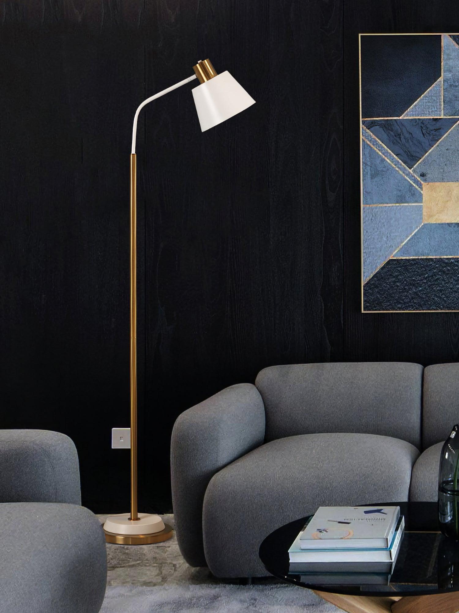 Modern Torchiere Standing Floor Lamp with Metal Frame and Elegant Gold Accents