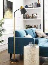 Modern Torchiere Standing Floor Lamp with Metal Frame and Elegant Gold Accents