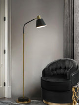 Modern Torchiere Standing Floor Lamp with Metal Frame and Elegant Gold Accents
