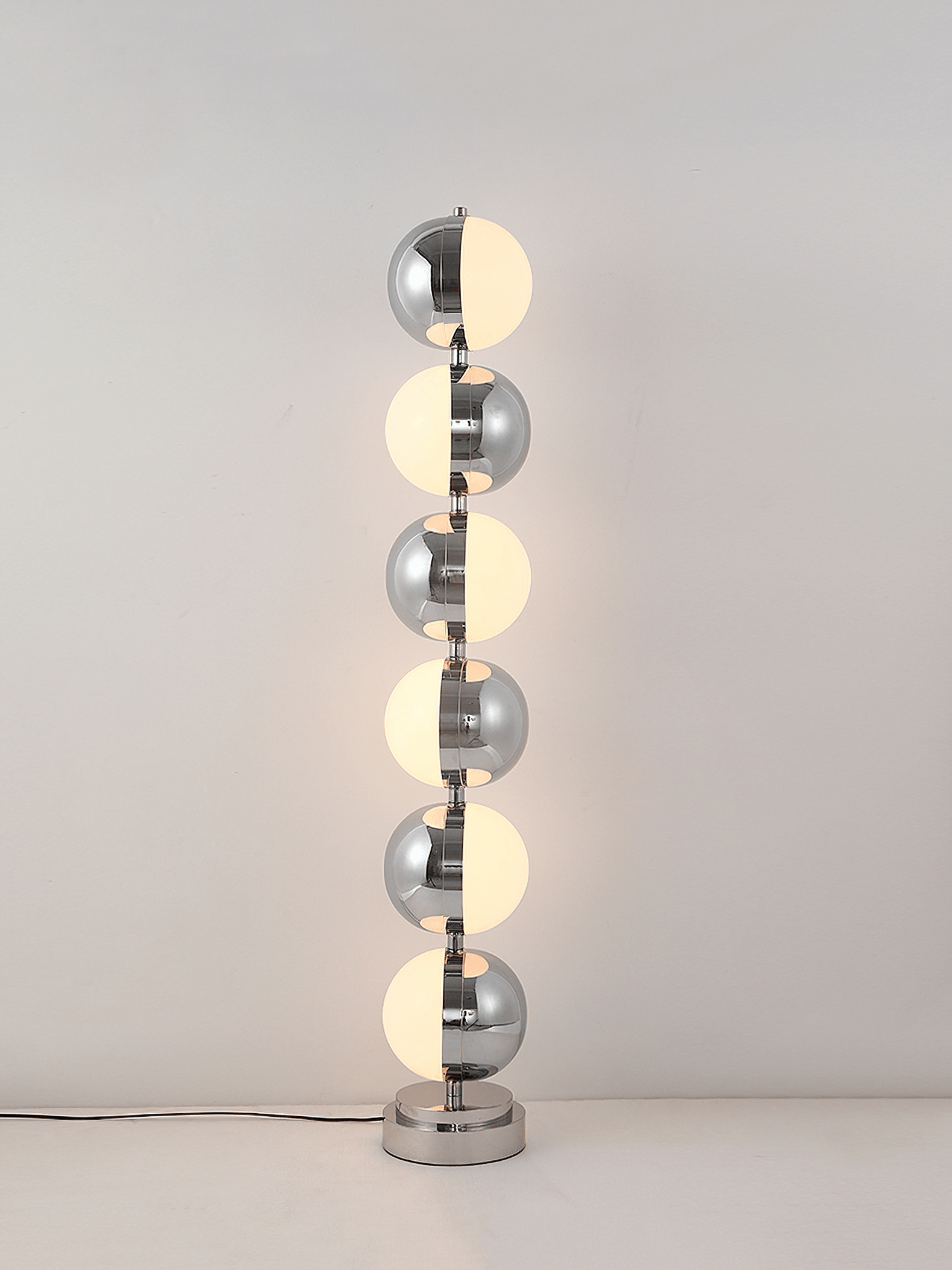 Modern Minimalist LED Standing Lamp with Chrome Finish and White Acrylic Shade