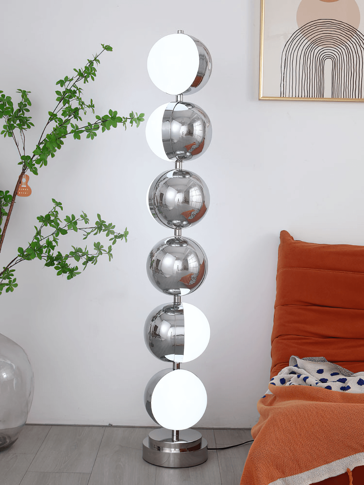 Modern Minimalist LED Standing Lamp with Chrome Finish and White Acrylic Shade