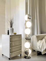 Modern Minimalist LED Standing Lamp with Chrome Finish and White Acrylic Shade