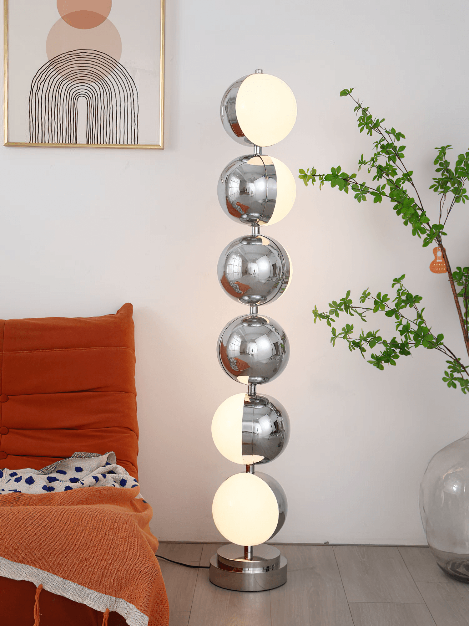 Modern Minimalist LED Standing Lamp with Chrome Finish and White Acrylic Shade
