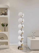 Modern Minimalist LED Standing Lamp with Chrome Finish and White Acrylic Shade