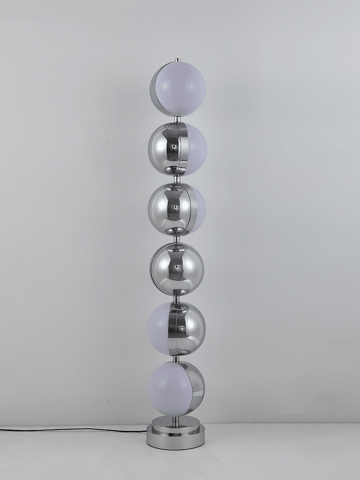 Modern Minimalist LED Standing Lamp with Chrome Finish and White Acrylic Shade
