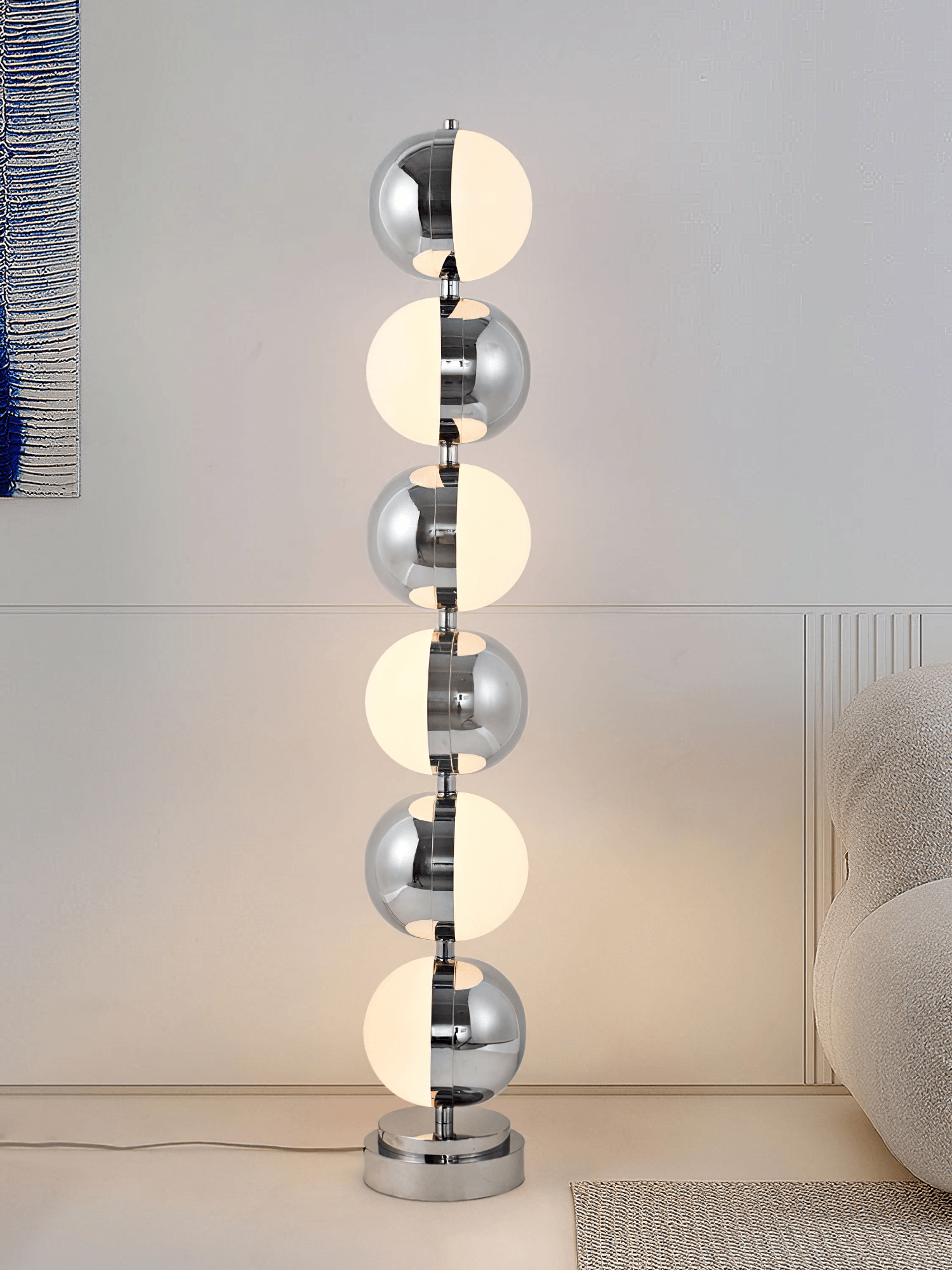 Modern Minimalist LED Standing Lamp with Chrome Finish and White Acrylic Shade