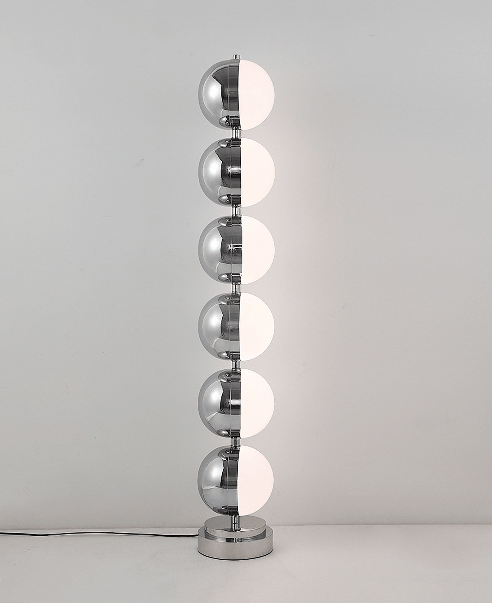 Modern Minimalist LED Standing Lamp with Chrome Finish and White Acrylic Shade