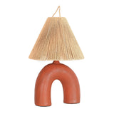 Sculptural Arched Ceramic Table Lamp with Braided Rope Shade and Handcrafted Base