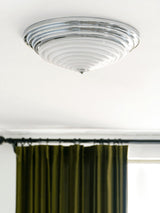 Modern Volume Dome Flush Mount Ceiling Lamp with Chrome Finish and White Glass Shade