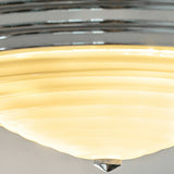 Modern Volume Dome Flush Mount Ceiling Lamp with Chrome Finish and White Glass Shade