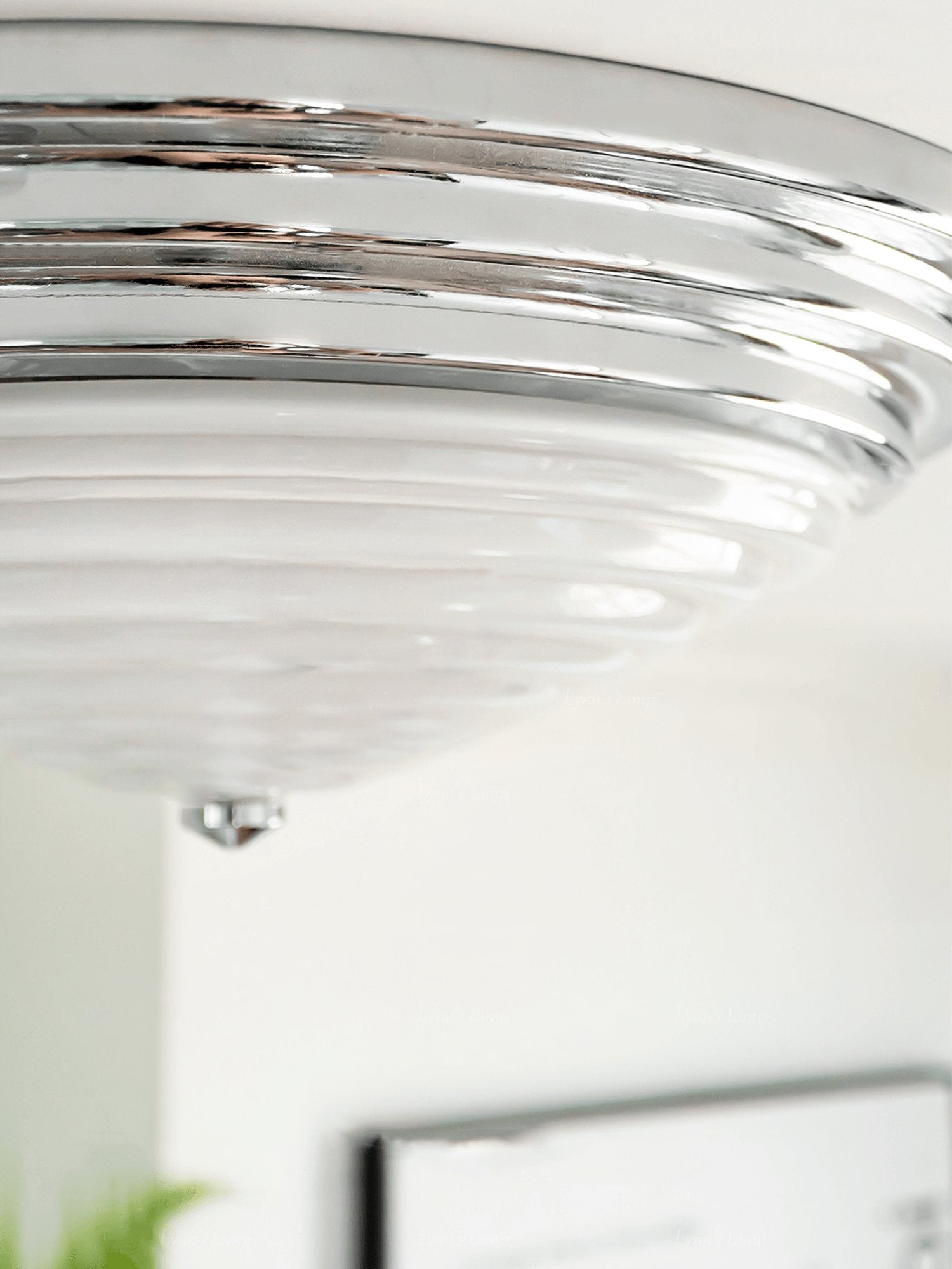 Modern Volume Dome Flush Mount Ceiling Lamp with Chrome Finish and White Glass Shade