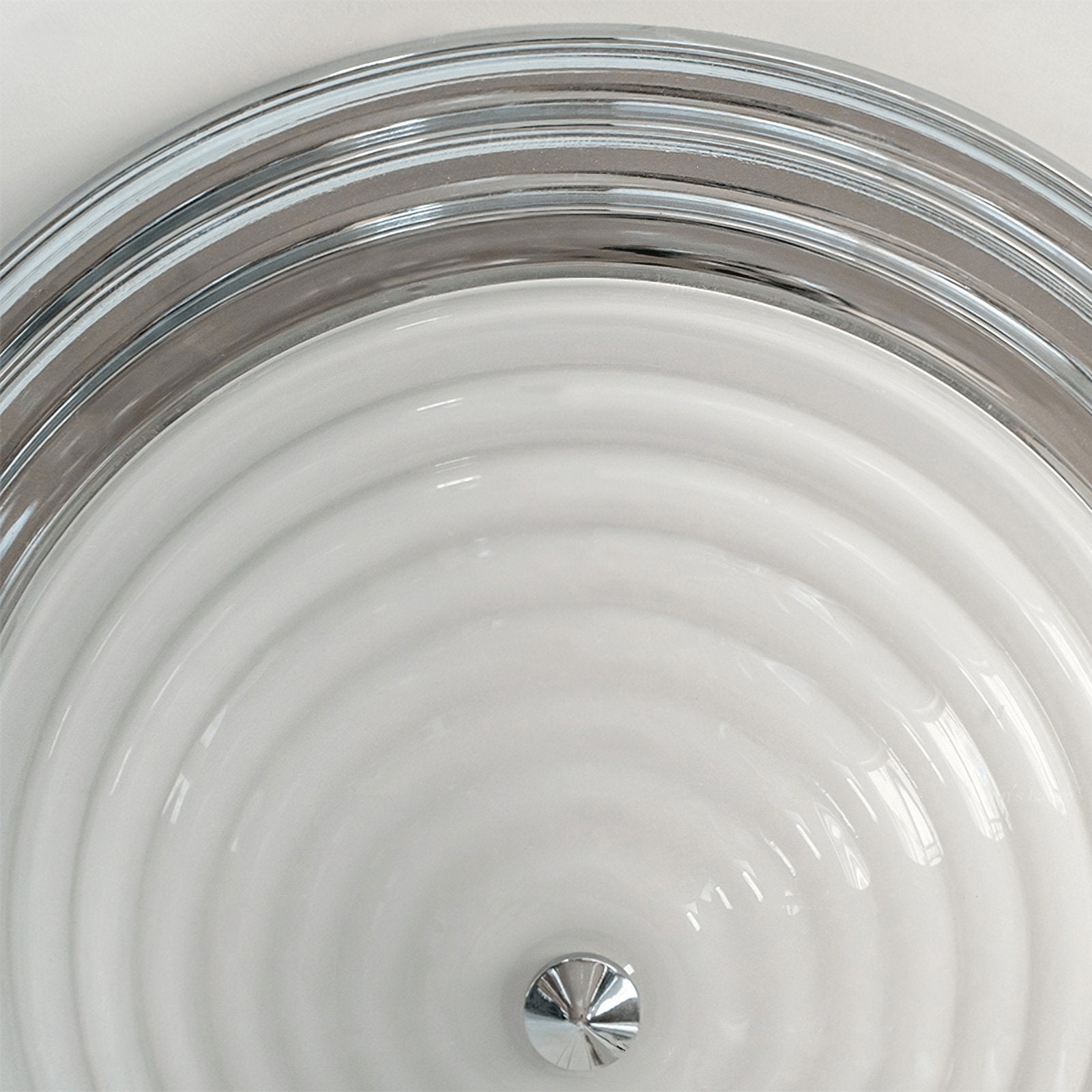 Modern Volume Dome Flush Mount Ceiling Lamp with Chrome Finish and White Glass Shade