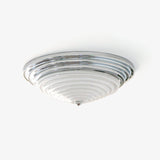 Modern Volume Dome Flush Mount Ceiling Lamp with Chrome Finish and White Glass Shade
