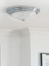 Modern Volume Dome Flush Mount Ceiling Lamp with Chrome Finish and White Glass Shade