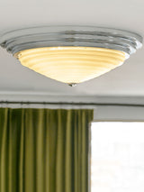 Modern Volume Dome Flush Mount Ceiling Lamp with Chrome Finish and White Glass Shade