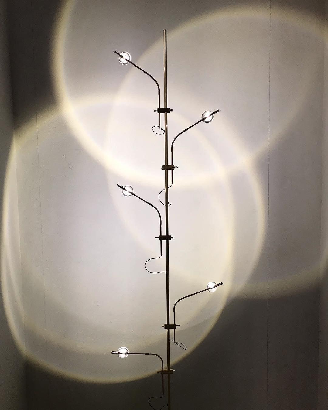 Wa Wa Designer Standing Floor Lamp with Integrated LED and Stainless Steel Accents