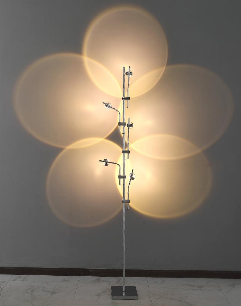 Wa Wa Designer Standing Floor Lamp with Integrated LED and Stainless Steel Accents