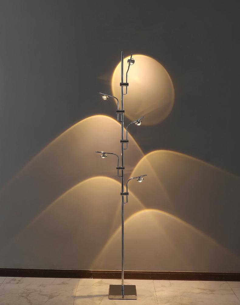Wa Wa Designer Standing Floor Lamp with Integrated LED and Stainless Steel Accents