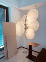 Wa Wa Designer Standing Floor Lamp with Integrated LED and Stainless Steel Accents