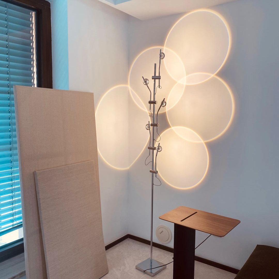 Wa Wa Designer Standing Floor Lamp with Integrated LED and Stainless Steel Accents