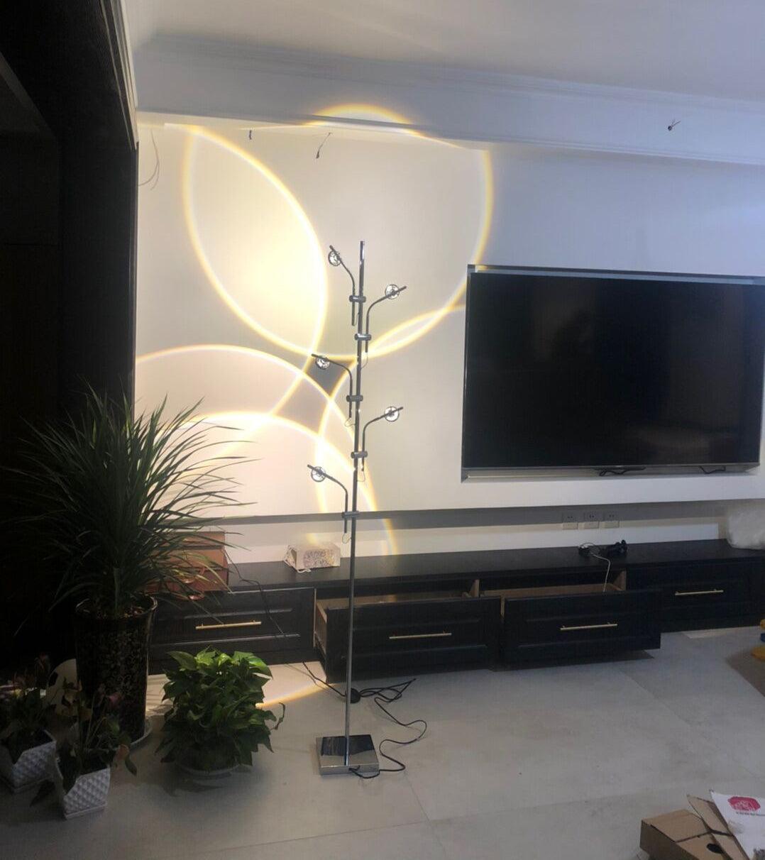 Wa Wa Designer Standing Floor Lamp with Integrated LED and Stainless Steel Accents